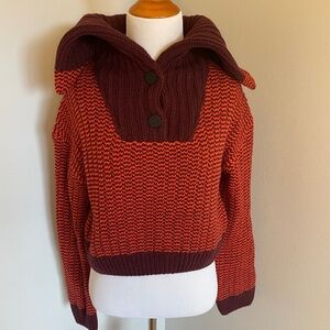 Massimo Dutti Quarter Button Crop Sweater (Size XS)